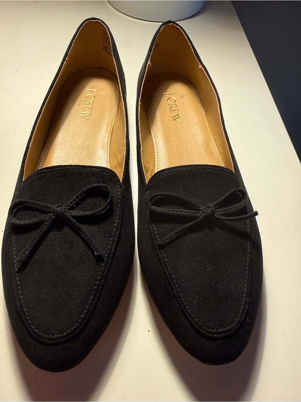 J. Crew Black Suede Bow-Detail Loafers